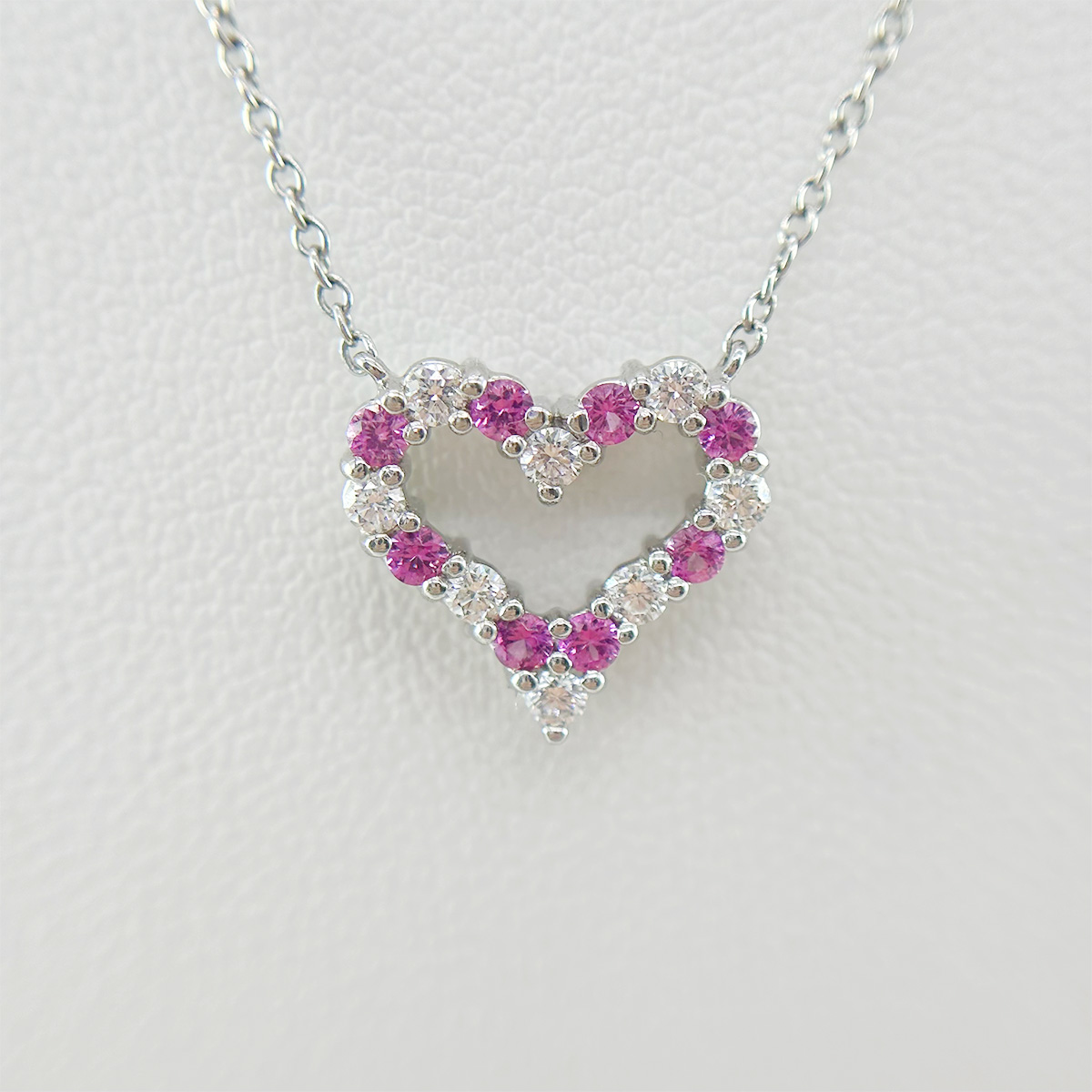 Tiffany & Co ティファニー スモール ネックレス ピンクサファイア ダイヤモンド PT チェーン長さ約45cm 宝石 【中古】10000699